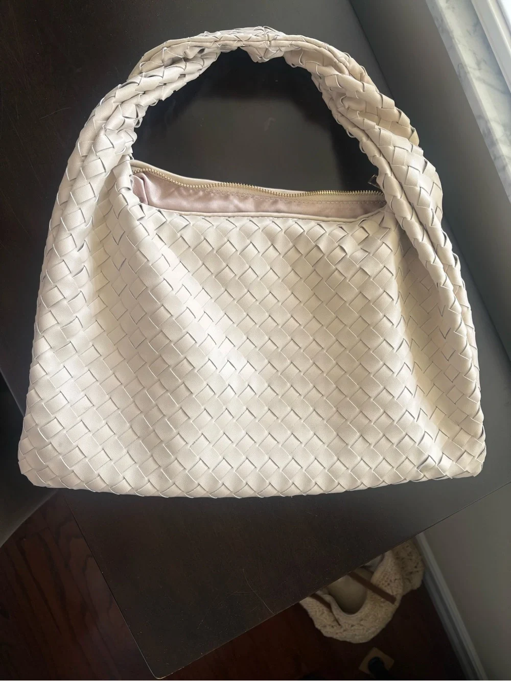 Nico & Olive Cream Woven Hobo Shoulder Bag
